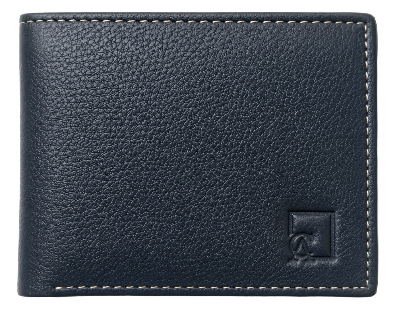 Men's Leather Flap Wallet — Navy Blue